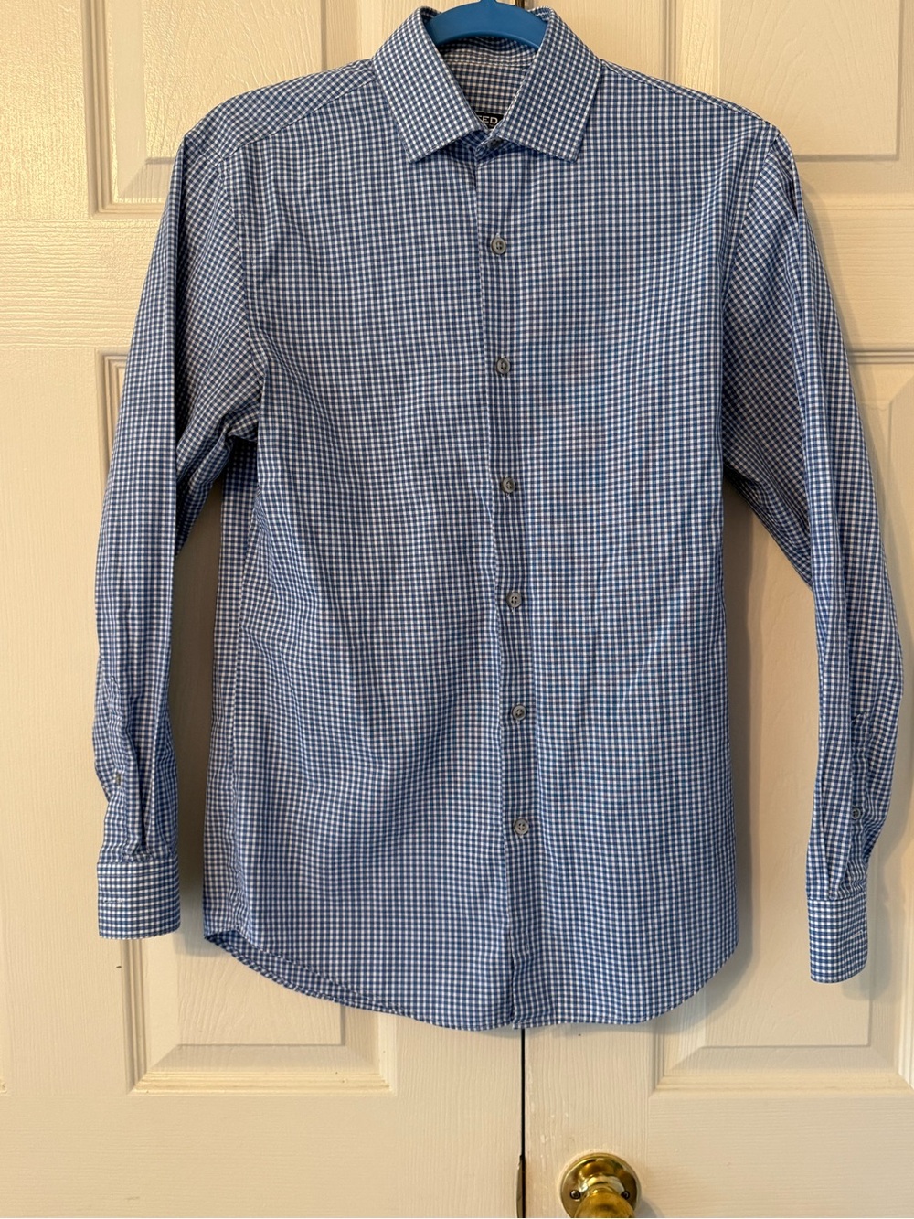 Kenneth Cole Blue Gingham Dress Shirt